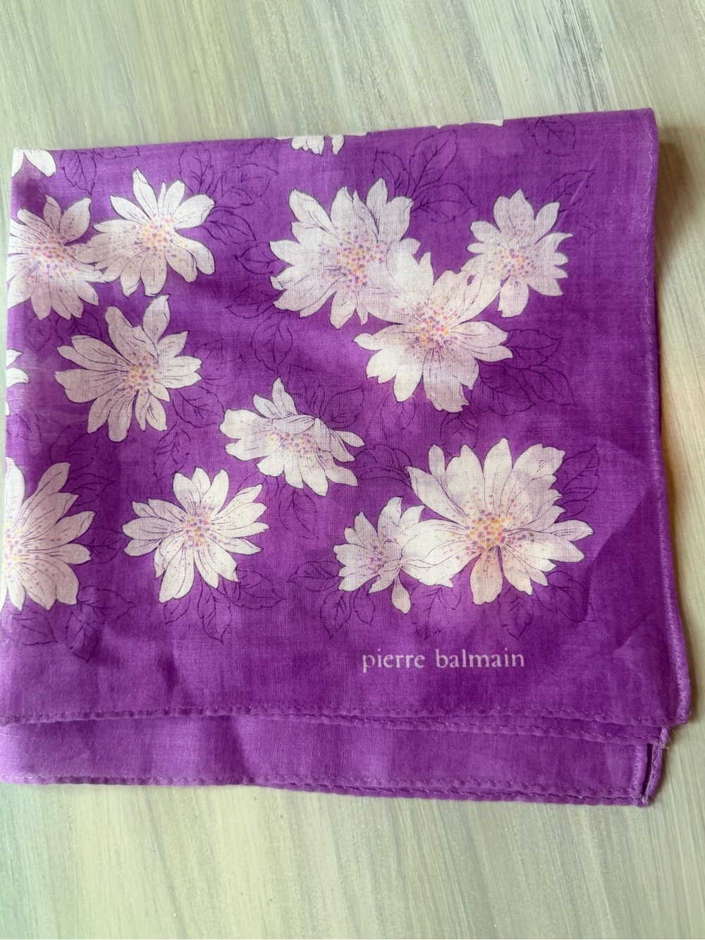 Pierre Balmain Paris Magenta floral Scarf Handkerchief Neckerchief Bag Accessory